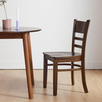 Livinia Aslan 35.4" Round Wooden Dining Table/Mid Century Modern Malaysian Oak Kitchen Table (Walnut)