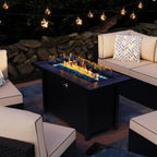Meilocar 45in Fire Table  Propane Fire Pit with Glass Wind Guard and Rain Cover  Outdoor Firepit Table 50000 BTU 3-in-1 Fire Table for Patio/Yard/Balcony  Gray Tabletop
