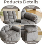 Swivel Rocker Recliner Chair with Heat and Massage, Oversized Rocker Recliner with Overstuffed Backrest,Swivel Glider Recliner for Living Room,Grey