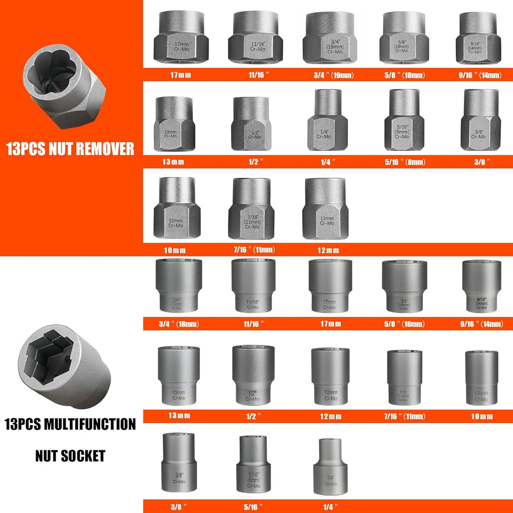 Coobeast 62Pcs Screw Extractor Set with Left Hand Drill Bit, Bolt Extractor Kit Heavy Duty, Easy Out Extractor Socket Set for Broken Nuts Bolts, Stripped Screw Remove with Portable Case