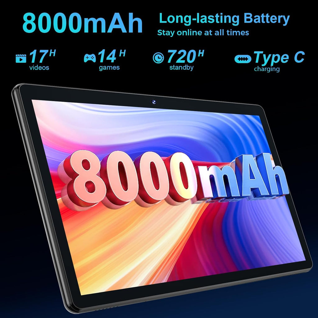 Android Tablet with Keyboard, 2026 Android 15 Tablet 10 inch, 26GB+256GB+2TB Expand, Electronic Tablet PC with Gemini, 8-Core, 8000mAh, 5G WiFi, GMS, 2 in 1 Tablet with Case/Mouse/Stylus(Green Case)