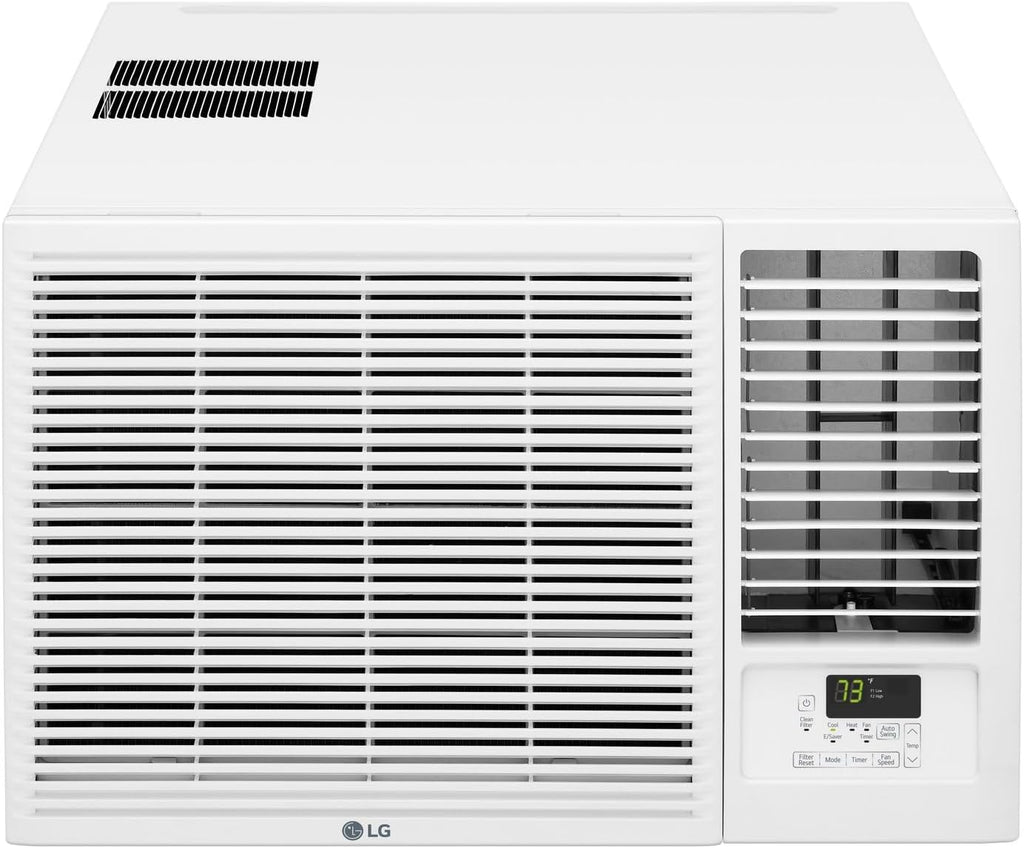 LG 18,000 BTU Window Air Conditioner with Heat, 230/208V, Cools 1,000 Sq.Ft. for Bedroom, Living Room, Basement, Apartment, with Remote, 2 Speeds, 24-Hour Timer, White