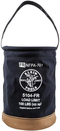 Klein Tools 5104FR Canvas Bucket, Flame-Resistant Tool Bucket Made of No. 4 Canvas, with Double-Reinforced Bottom, 100-Pound Load Rated