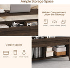 Yaheetech Lift Top Coffee Table with Hidden Storage Compartment & 2 Open Shelves, Rising Tabletop Pop Up Center Table for Living Room Reception Room, 47.5'' L, Espresso