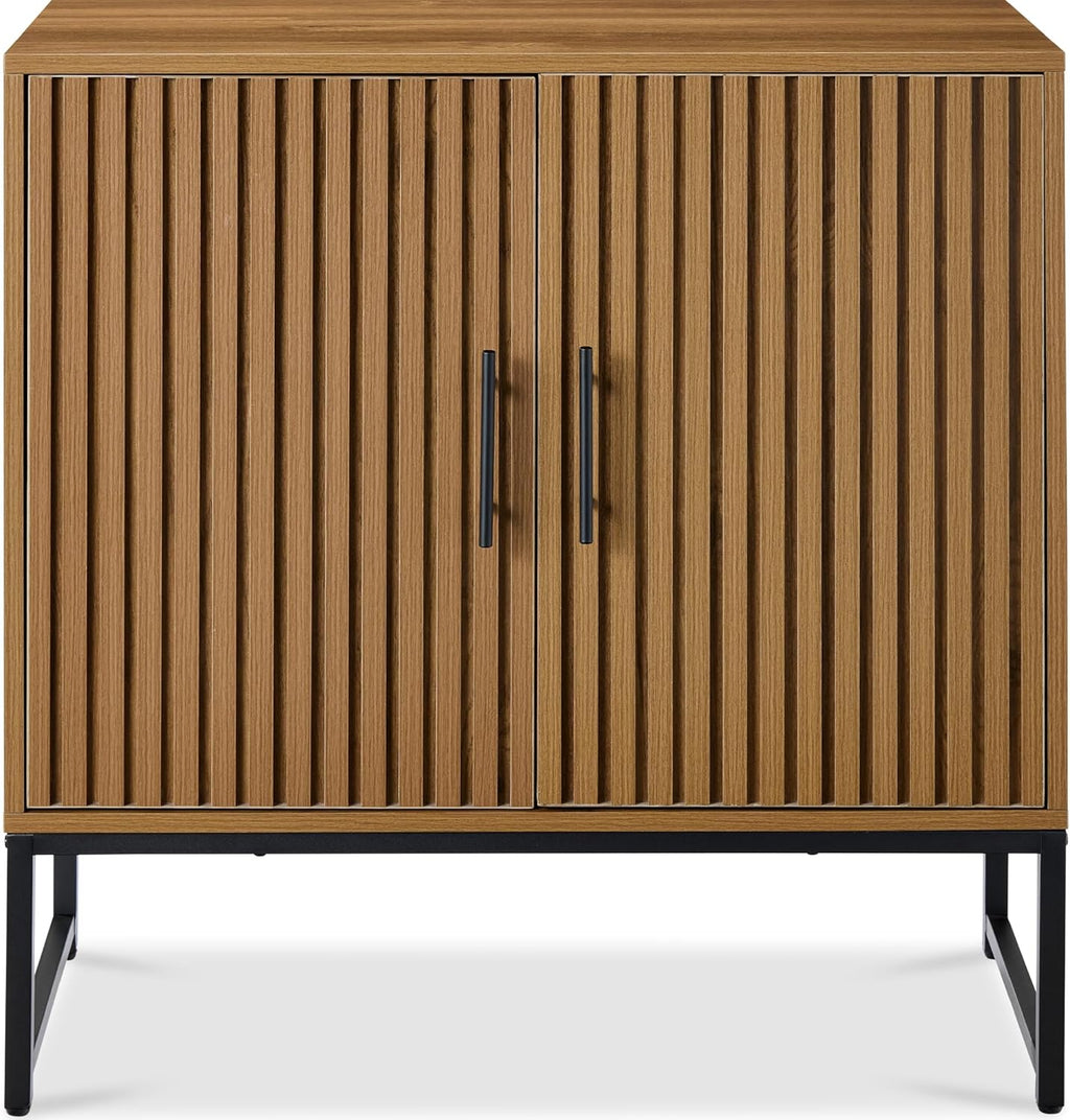 Best Choice Products Slatted Sideboard Buffet Cabinet, Entryway Table, Accent Storage Cabinet, Console Table for Hallway, Living Room, Dining Room – Brown