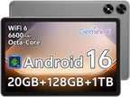 Android 16 Tablet 10.1 inch Tablet with Octa-Core Processor, 20GB RAM 128GB ROM 1 TB Expandable, 1280x800 HD IPS Touch Screen, GPS, 8H Battery, WiFi 6, BT 5.2, Dual Camera (Gray)