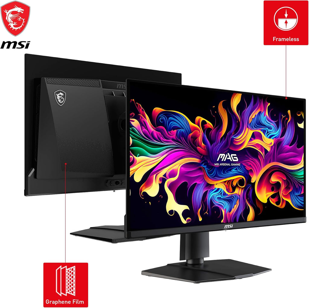 msi MAG 271QPX QD-OLED  27 OLED Gaming Monitor  2560 x 1440 (QHD)  0.03ms Response time  360Hz  True Black HDR 400  HDMI  DP Port  USB Type C  Tilt  Height  Black