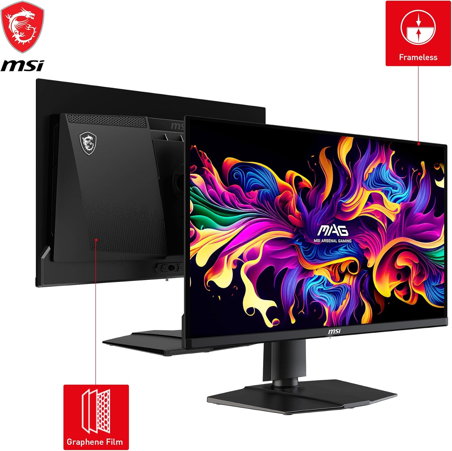 msi MAG 271QPX QD-OLED  27 OLED Gaming Monitor  2560 x 1440 (QHD)  0.03ms Response time  360Hz  True Black HDR 400  HDMI  DP Port  USB Type C  Tilt  Height  Black