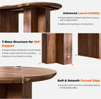 OKD 63 Inch Modern Wood Oval Dining Table for 4-6, Dining Room Table with Stable T-Shaped Base & Metal Frame & Thick Tabletop, Sturdy Kitchen Table for Dinner Room, Kitchen, Rustic Walnut