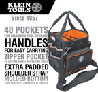 Klein Tools 5541610-14 Tool Bag with Shoulder Strap Has 40 Pockets for Tool Storage and Orange Interior
