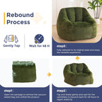 MAXYOYO Bean Bag Chair, Comfy Bean Bag Sofa with Back Support, Faux Fur Bean Bag Chair for Adults and Kids, Stuffed Floor Sofa for Living Room, Bedroom, Apartment, Green