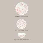 Martha Stewart Empress Bouquet 12-Piece Decorated Porcelain Chip and Scratch Resistant Dinnerware Plates and Bowls Set - Pink Floral