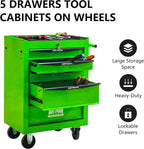 5 Drawer Rolling Tool Cart on Wheels,Multifunctional Mobile Metal Tool Chest,Drawers Rolling Trolley Organizer Tool Storage Box for Repair Shop,Warehouse,Garage,Workshop(5 Drawers-30.5"H-Green)