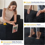 MAXYOYO 104" Modular Sectional Couch with L-Shape Chaise, Modern Boneless Couch for Living Room, Sofa in A Box, Oversized Sofa Sleeper with Deep Seat, No Assembly Required, Black