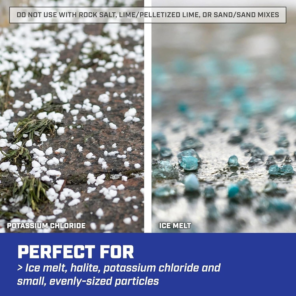 Chapin 88300B Spreader  Salt  Ice Melt  Contractor  SaltPro  Walk Behind  Spiked Auger  Adjustable Baffles  12" Tires  Lever Control  Enclosed Gears  Weather-Resistant  Rain Cover  80Lbs