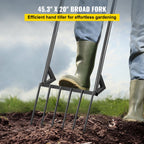 Premium 46-Inch Hand Tiller Broad Fork Tool For Gardening Cultivating