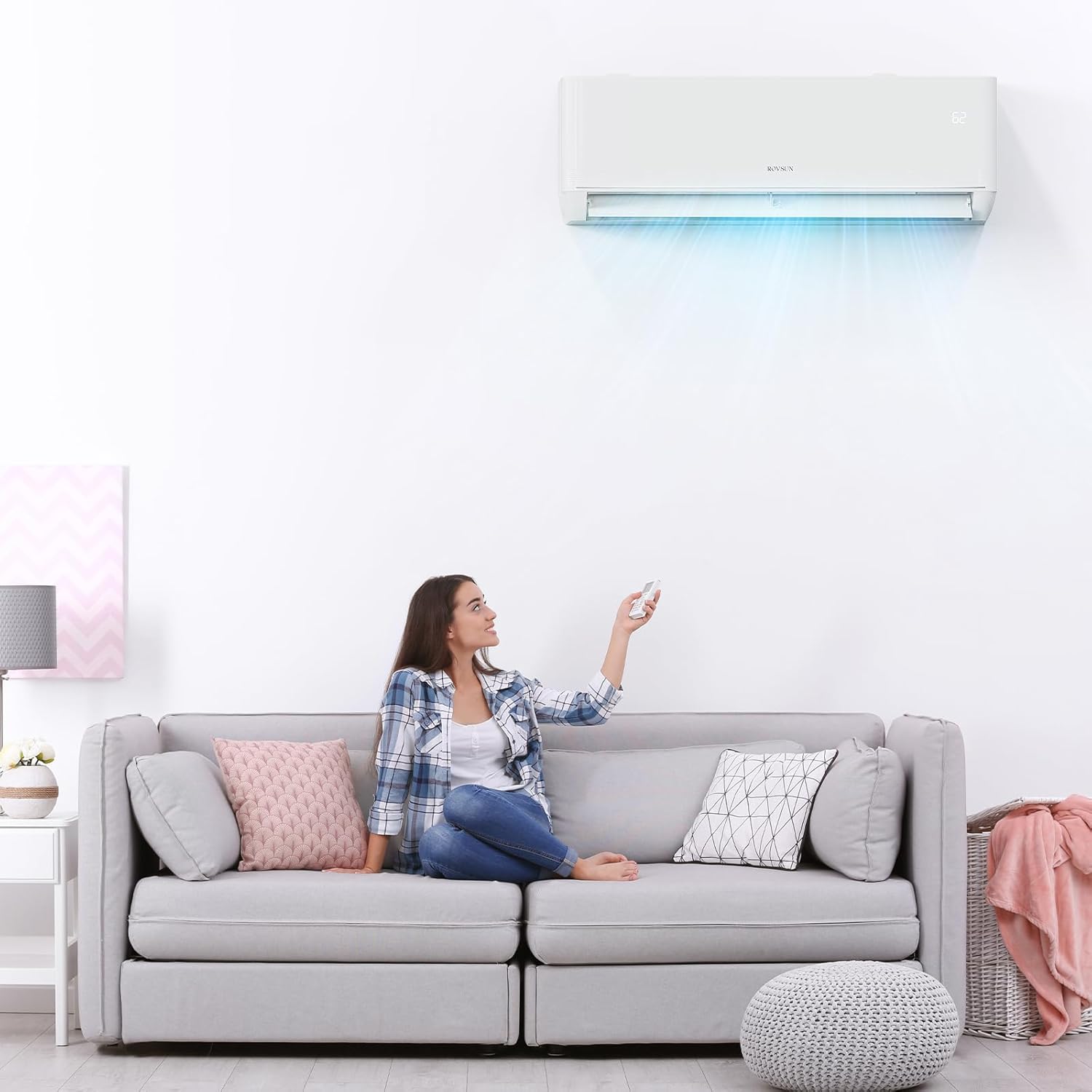 ROVSUN 12,000 BTU Smart WIFI Mini Split AC/Heating System with Inverter & APP Control, 23 SEER2 Ductless Split Air Conditioner with Pre-Charged Condenser, Heat Pump & Installation Kit, 115V