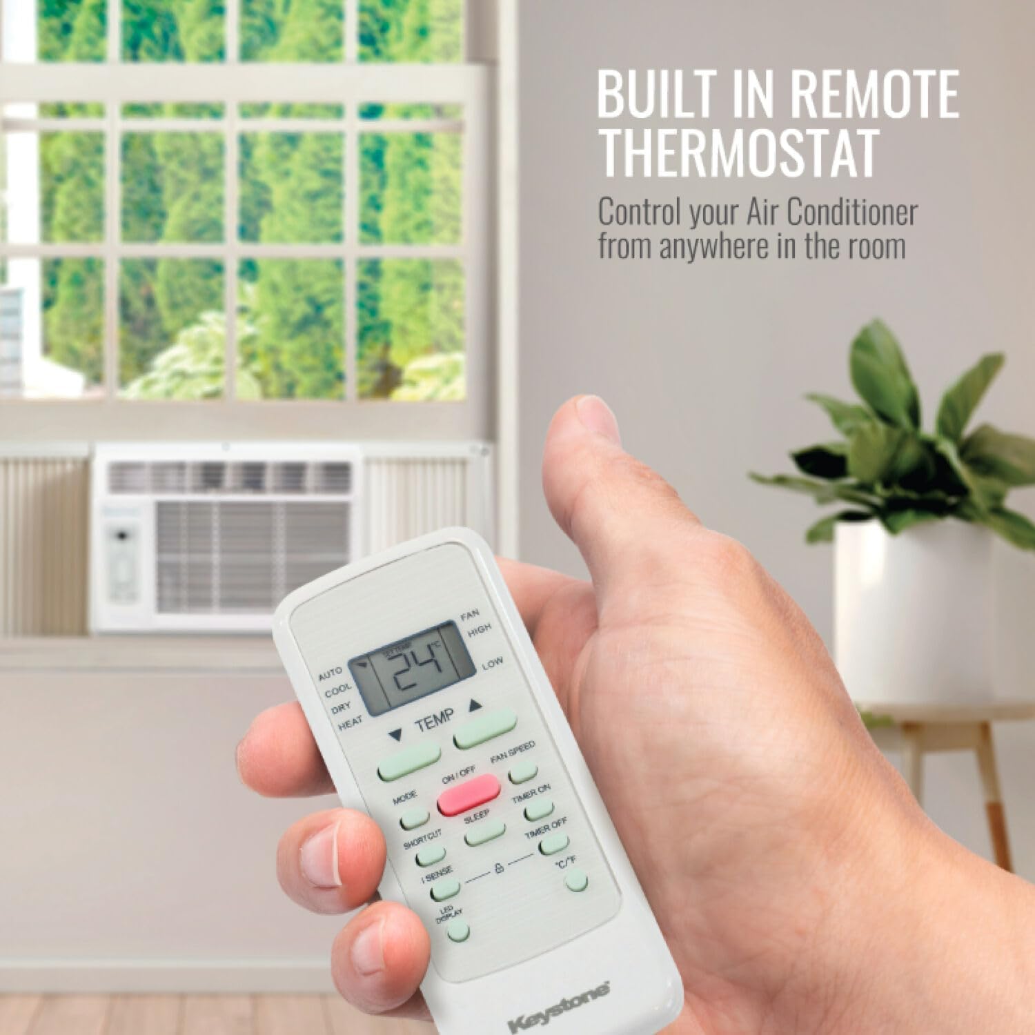 Keystone 14,000 BTU Window Air Conditioner and Dehumidifier, Window Unit Air Conditioners for Apartment, Living Room, Garage, and Medium to Large Rooms up to 650 Sq.Ft., Window AC Unit with Remote