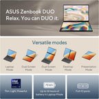 ASUS Zenbook Duo Laptop  Dual 14” OLED 3K 120Hz Touch Display  Evo  Intel Core Ultra 9 285H  Intel Arc Graphics  32GB RAM  1TB SSD  Windows 11  UX8406CA-PS99T