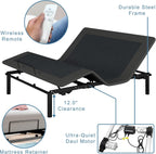 Queen Adjustable Bed Frame with Wireless Remote, Dual Motors