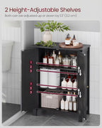 VASAGLE Floor Storage Cabinet, Freestanding Storage Unit with 2 Adjustable Shelves, for Bathroom Living Room Dining Kitchen, 11.8 x 23.6 x 31.5 Inches, Ink Black UBCB060B01