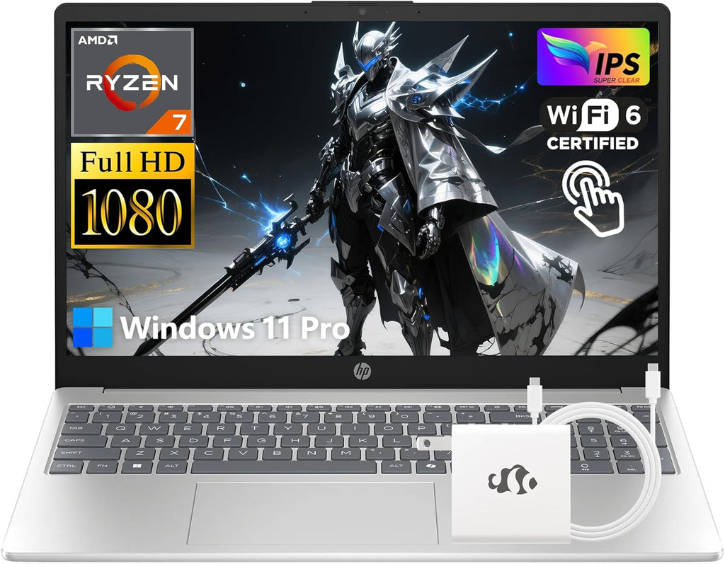 HP Touchscreen Laptop  680M AMD Ryzen 7 7730U(8-Cores  Beats i7-1355U) 32GB RAM 1TB SSD  15.6" FHD IPS Display Win11 Pro WiFi6 Numeric Keypad Webcam w/GM Accessory Computer for Business and Gaming