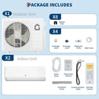 18K Dual 2 Zone Mini Split Air Conditioner,24 SEER2 12000 BTU+ 12000 BTU Wifi Enabled Multi Zone Ductless, 208-230V Cools Up to 1500 Sq.Ft Multi Zone Ductless Pre-Charged Heat Pump