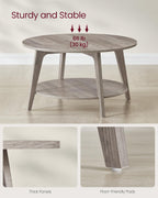 VASAGLE MAEZO Collection - Round Coffee Table, 2-Tier Center Table with Storage, Tapered Legs, Curved Transitions, 31.5 Dia. x 17.7 H Inches, Easy Assembly, for Living Room, Heather Greige ULCT243K02