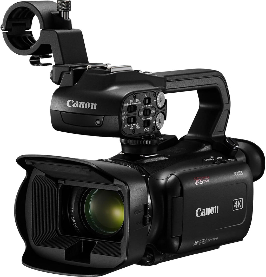 Canon XA65 Professional UHD 4K Camcorder with 20x Optical Zoom  3G-SDI  Dual XLR Audio  3.5" Touchscreen  USB-C  Optical is  Live Streaming Bundle with 200ES Bag + More