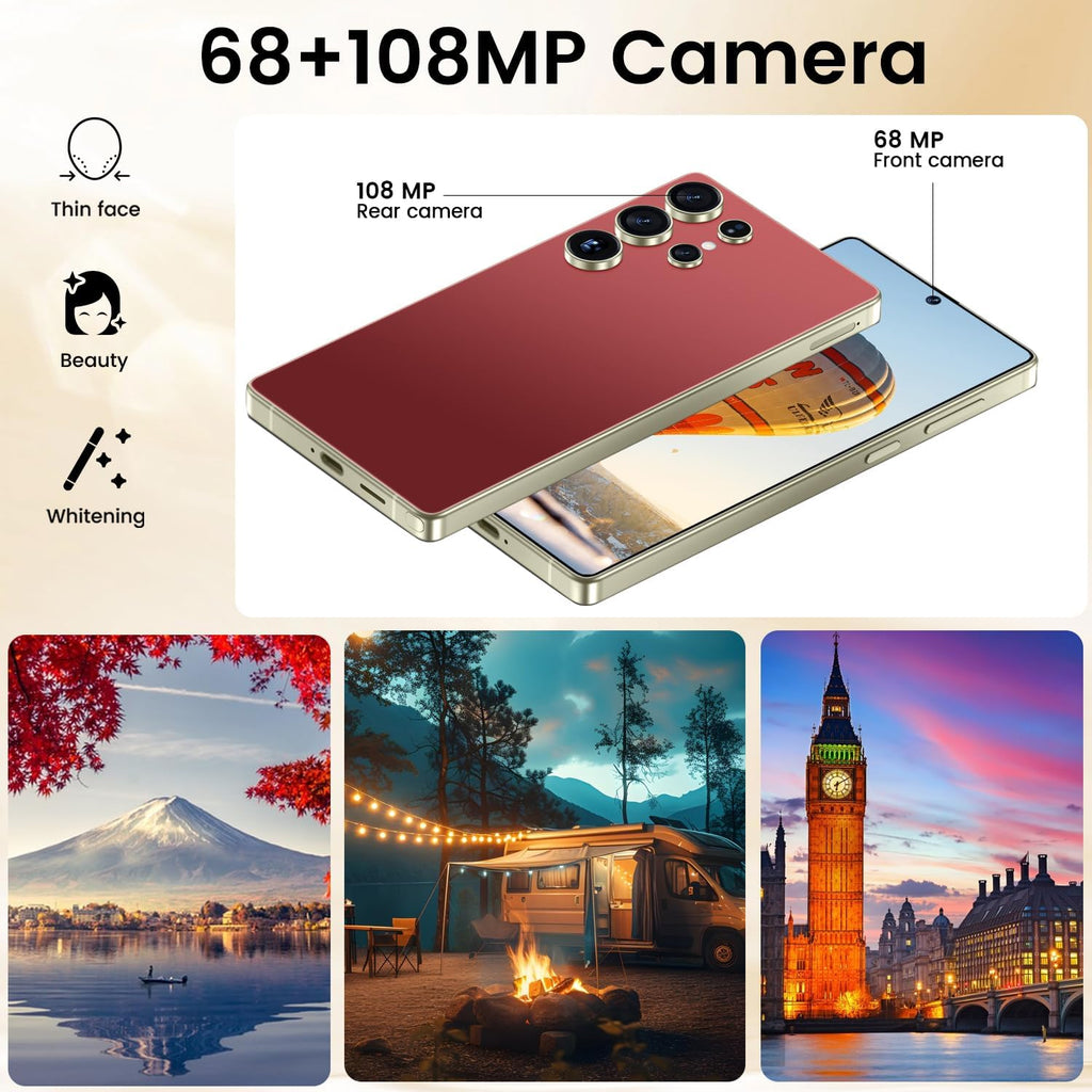 I25 Ultra 5G Smartphone, 8+256GB Unlocked Phone, Android 14.0, 68+108MP Zoom Camera, Mobile Phone with Build-in Pen,Long Battery Life 7000mAh, Dual SIM, 6.99“ HD Screen,5G/4G (Wine Red)