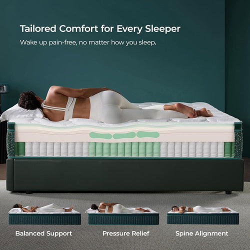 12 Inch King Hybrid Mattress in a Box – Medium Firm Support with Cooling Gel Memory Foam & Pocket Coils – Enhanced Pressure Relief, Motion Isolation & Breathable Comfort