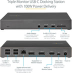 StarTech.com USB C Triple 4K Monitor Docking Station - 100W Power Delivery - DP 1.4 Alt Mode & DSC  2 DisplayPort/HDMI 2.0-6 USB (2 at 10Gbps)  SD - Windows/Chrome (DK31C2DHSPD) - Black & Space Gray