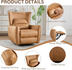 Bonzy Home 270° Swivel Power Recliner Chair, 30° Rocking Chair with Lumber Cushion and Highly Enveloping Backrest, Electric Reclining Home Theater Seat for Nursery, Bedroom, Living Room, Brown