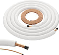 Della 50 Ft Length Central Air Conditioner Line Set, 3/8" & 3/4" O.D. Copper Pipes and 3/8" Thick White XPE Insulated Foam, Compatible with Central AC, Heat Pumps & Other HVAC Systems