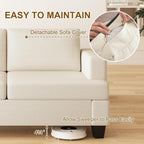 Furnimart 85 inch Deep Seat Sofa, Modern 3 Seater Couch, Beige Linen Sofa, Comfy Cloud Couch for Living Room, Cozy Fluffy Sofas with Removable Sofa Cover, Small Couches for Small Spaces