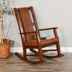Pemberly Row Wood Rocking Chair, Indoor in Chocolate (41" H x 26" W x 22.5" D) for Living Room with Cushion Seat, High Back, Easy Assembly