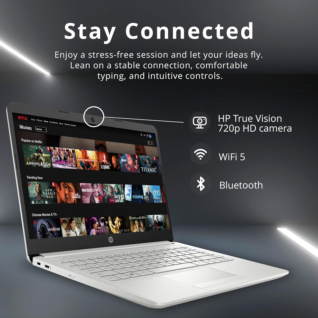 HP Stream 14" HD BrightView Laptop  Intel Celeron N4120 Processor  16GB RAM  64GB SSD  Intel UHD Graphics  720p Webcam  WiFi  HDMI  Win 11 S  Silver (Renewed)