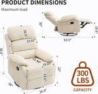 Adult 360° Rocking Recliner Chair .Nursery Rocker Reclining Chair with Side Pocket, a Comfy upholstered Single Sofa Armchair. Suitable for Living Room, Bedroom Nursing use, Velvet Fabric in Beige