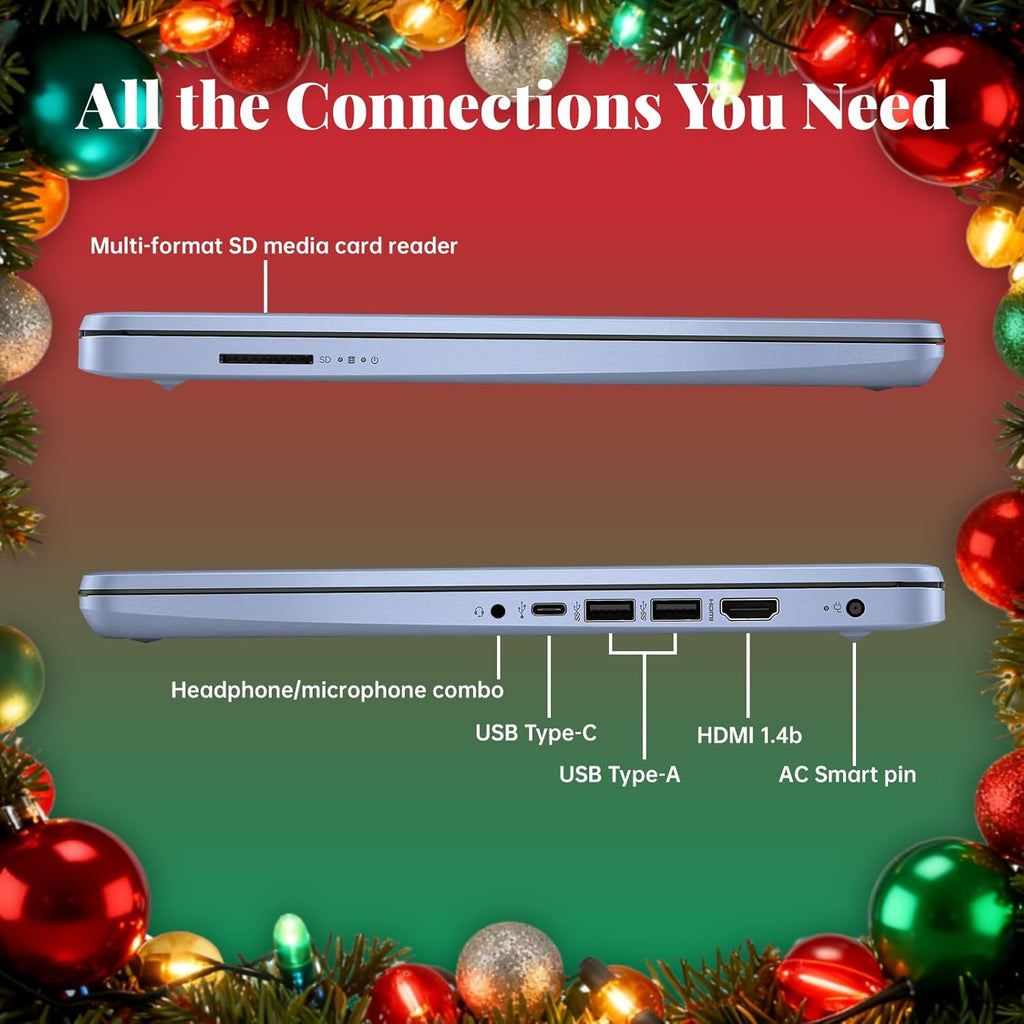HP 14" Laptop 2025 Business Student Slim Computer  1-Y Office 365  Copilot AI  Quad-Core Intel CPU  16 GB RAM  128GB UFS & 128GB SD Card  Wi-Fi 6  Windows 11 Pro  JQ2XzAccessory  Sky Blue