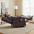 MCombo Large Dual Motor Power Lift Recliner Chair for Elderly, Massage and Heat, Lay Flat, Zero Gravity, Home Button, USB Port, Faux Leather 7680 (Dark Brown, Large)
