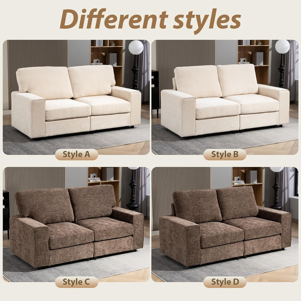 71" Modular Sofa Couch, Comfy Chenille Loveseat Sofa, Modern Recliner Couch with Deep Seats and Wide Armrests for Living Room(Beige)