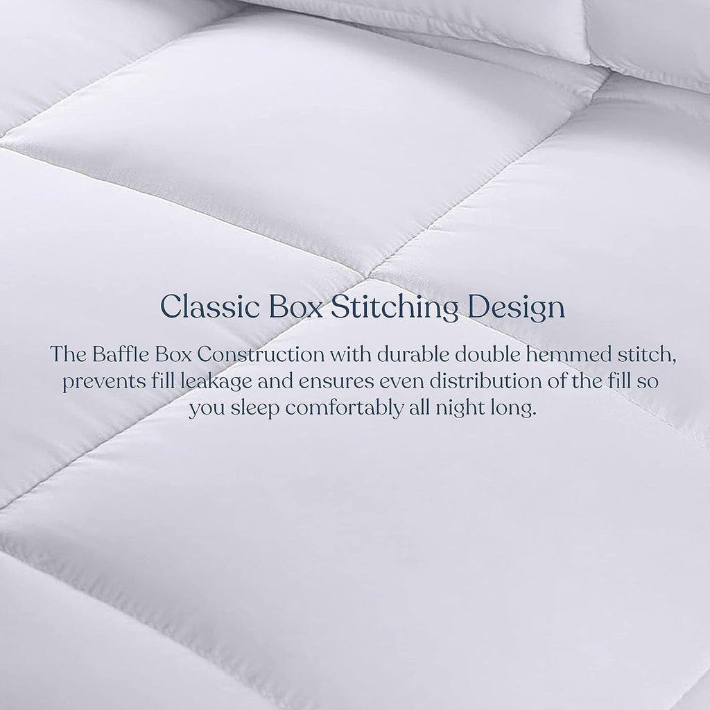 Delara King Duvet Insert – White Cotton Comforter – 100% Organic Cotton Shell and Filled All Season, Breathable, Lightweight with 8 Tabs – GOTS Certified