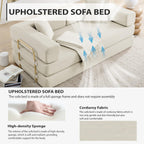 Convertible Folding Sofa Bed, Modern Futon Sleeper Sofa Fold Out Couch Bed with Gold Fixed Frame, Modular Floor Sofas Comfy Corduroy Boneless Couches for Living Room (78" Beige)