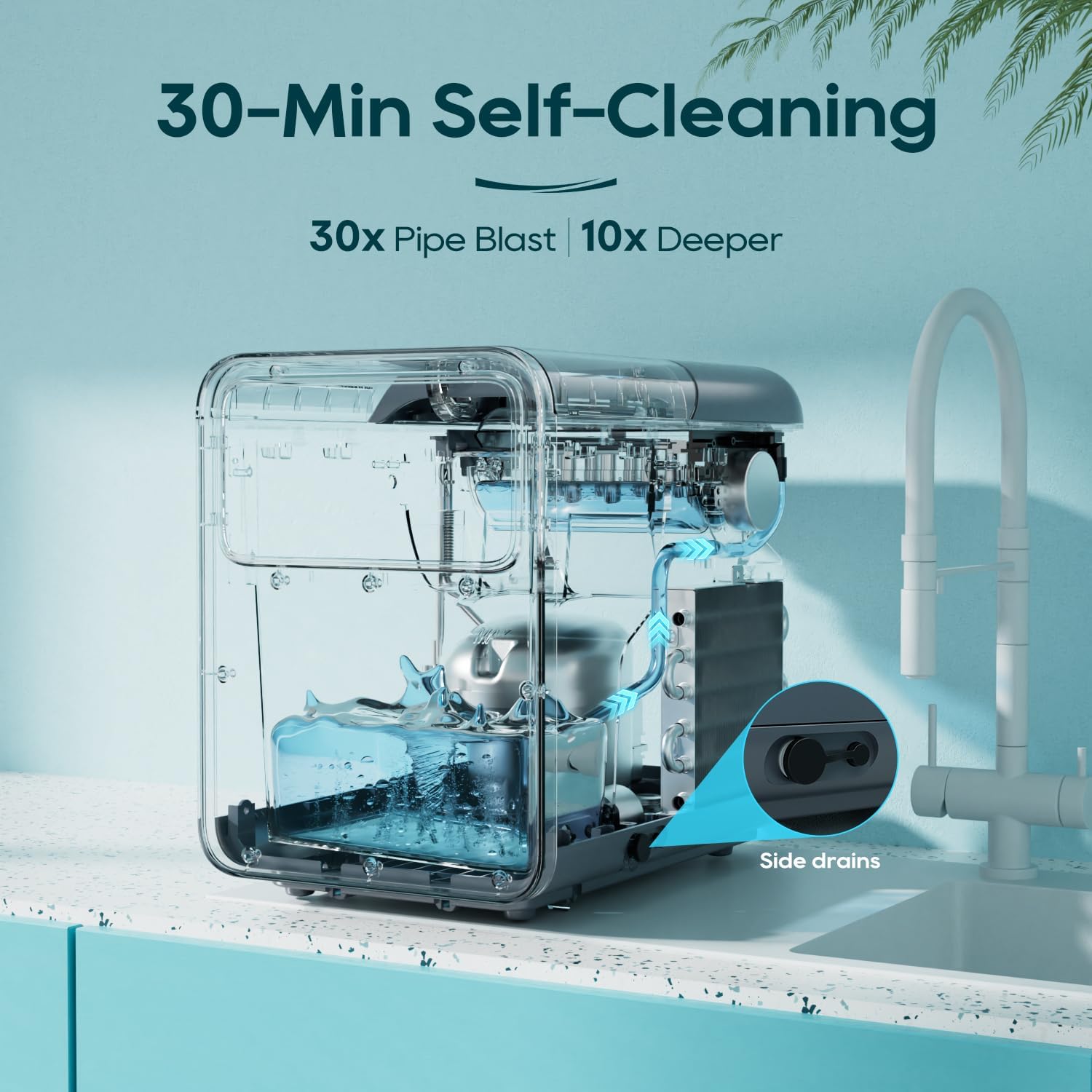 BREEZOME Ice Maker Countertop, 9 Ice Cubes in 6 mins, Self-Cleaning Portable Ice Machine with Basket and Scoop, 2 Sizes of Bullet Ice for Home Kitchen Party Camping RV