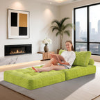 HABUTWAY Folding Sofa Bed, Convertible Sleeper Chair Bed w/Dual-Pillow & Handle, Foldable Floor Sofa Lounge w/Back Support for Living Room, Bedroom, Apartment, Office, Single, Green