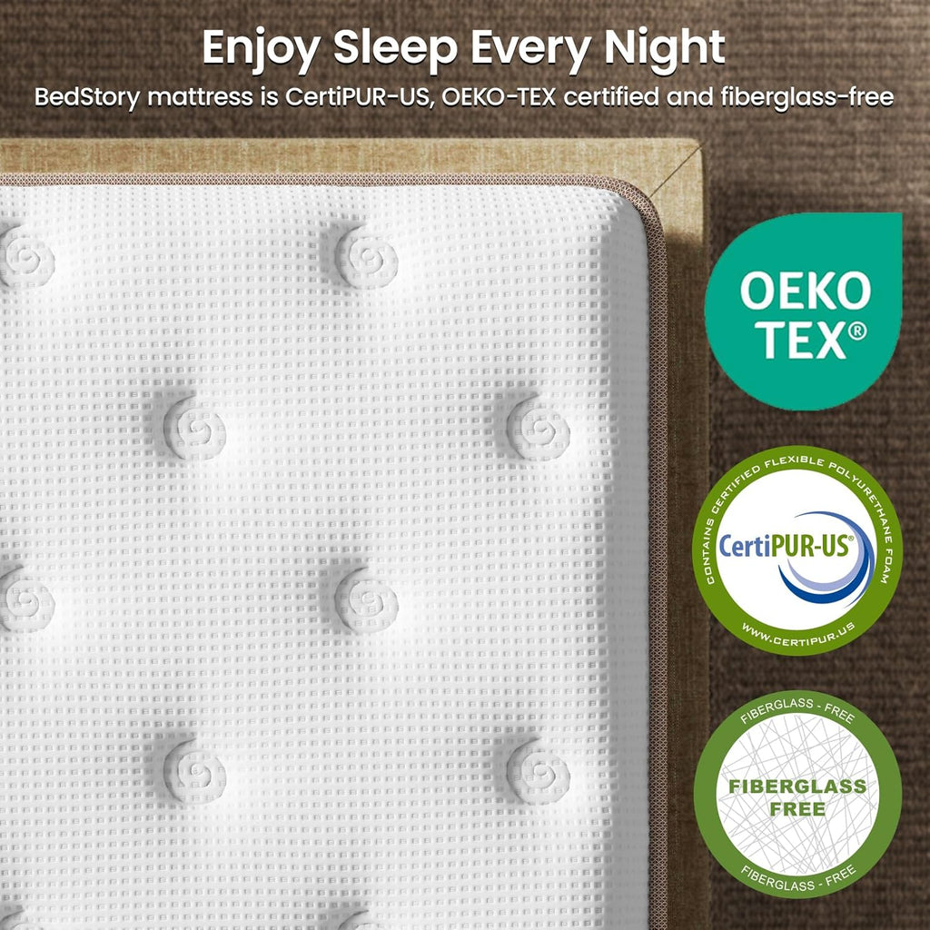 BedStory Firm Full Size Mattress,12 Inch Hybrid Mattresses with Cooling Gel & Pocket Springs for Back Pain Relief and Single, CertiPUR-US Certified, Fiberglass-Free