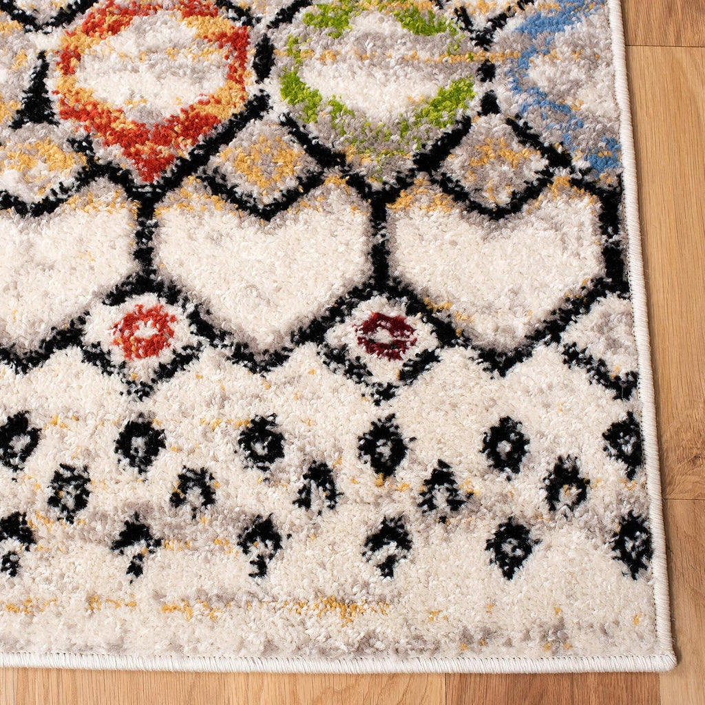 SAFAVIEH Amsterdam Collection Area Rug - 9' x 12', Ivory & Multi, Moroccan Boho Design, Non-Shedding & Easy Care, Ideal for High Traffic Areas in Living Room, Bedroom (AMS108K)