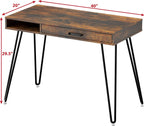 SHW Home Office Computer Hairpin Leg Desk with Drawer, Rustic Brown