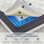 EEN EEN SLEEP 12 Inch Medium Firm King Size Mattress Upgraded King Hybrid Mattresses in A Box with Gel Memory Foam & Pocket Springs, Strong Edge Support,Pressure Relief,CertiPUR-US,365-Night Trial