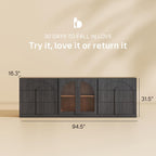 BELLEZE 3-Piece Sideboard Cabinet Set Freely Configurable, Modern Wood Modular Cabinet Contain 2 3-Drawer Storage and Display Glass Door, Accen Storage Console for Dining Room Living Room, Ebony